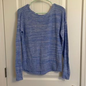 Blue sweater with crisscross back